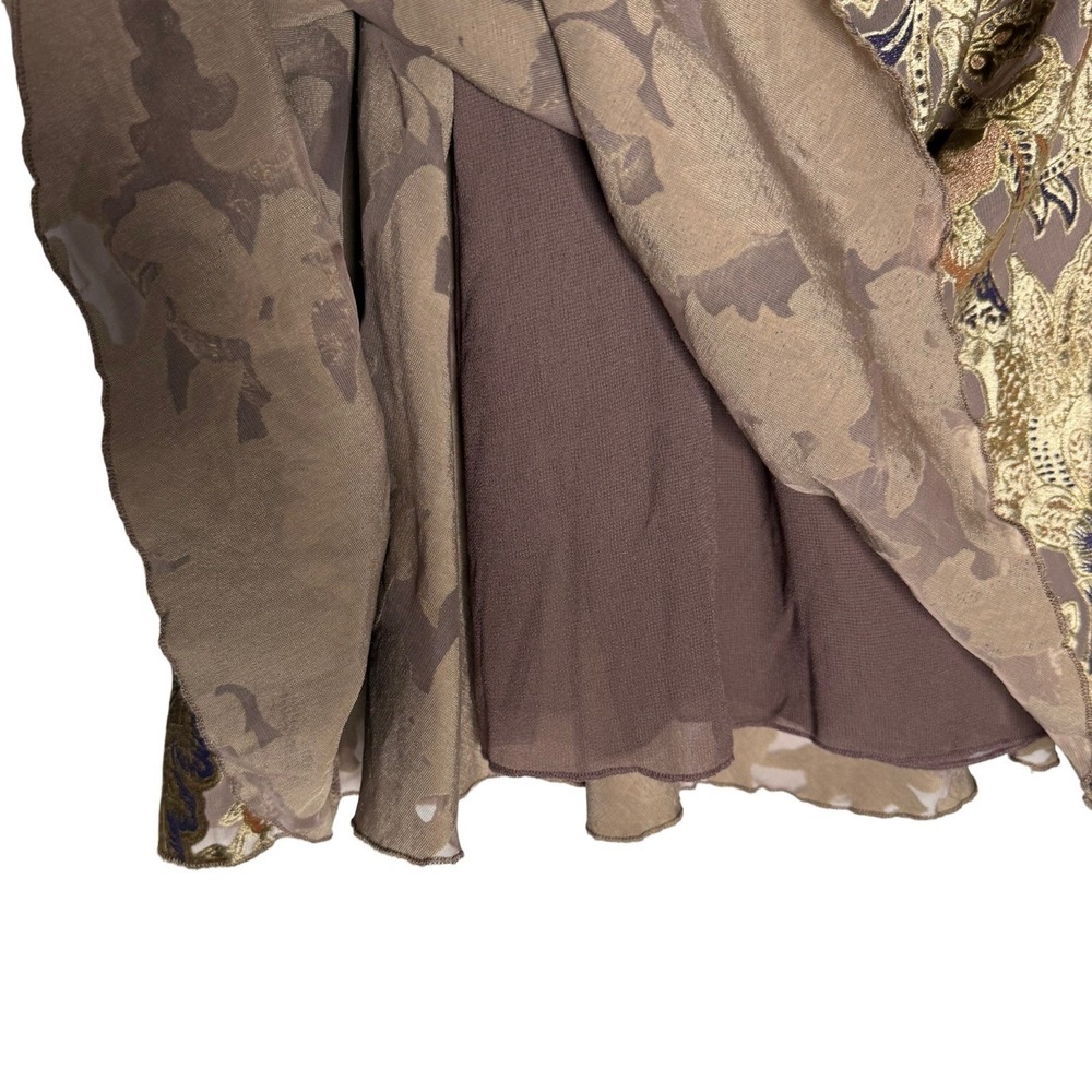 Coldwater Creek Large Floral‎ Velvet Burnout Midi Full Flared Fairy Boho Gypsy - Picture 3 of 8